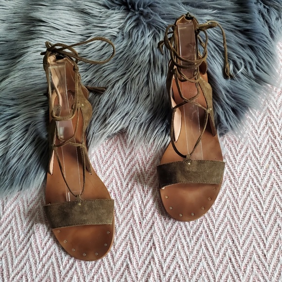 Madewell Shoes - Madewell Bridget Lace Up Olive Gladiator Sandals